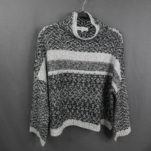 John Jenn Womens Sweater Small Gray Black Cozy Oversized Boxy Lounge Minimalist - Picture 1 of 11